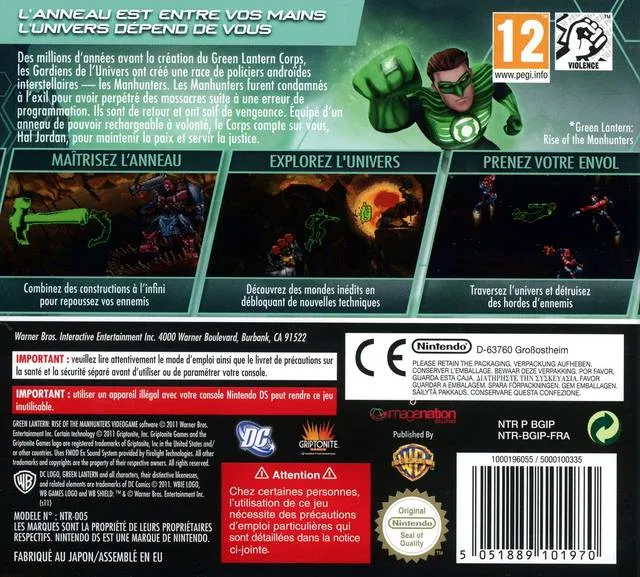 Green Lantern: Rise of the Manhunters box back