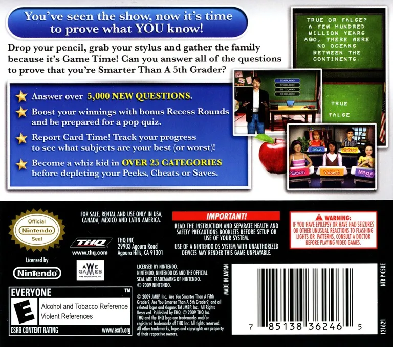 Are You Smarter Than a 5th Grader? Game Time box back