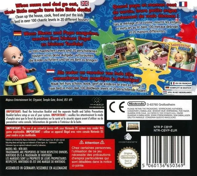 Babysitting Mania box back