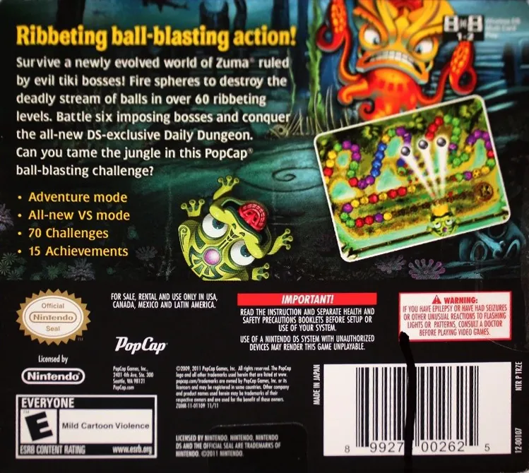 Zuma's Revenge box back