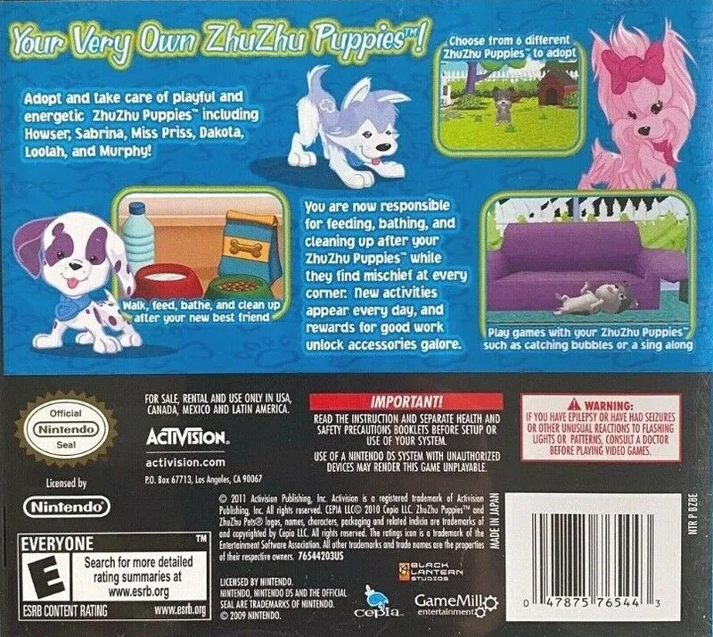 Zhu Zhu Puppies box back