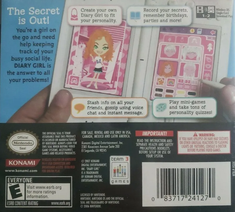 Diary Girl box back