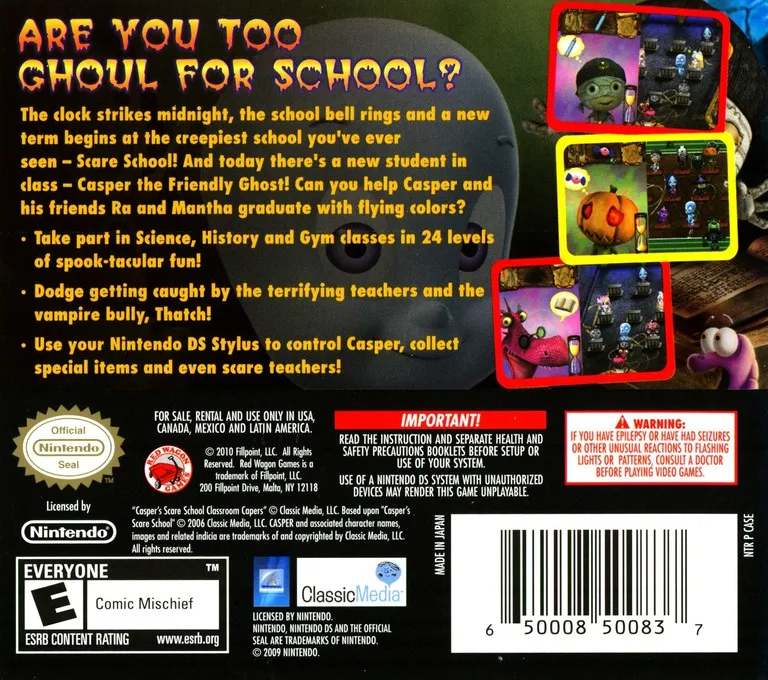 Casper's Scare School: Classroom Capers box back