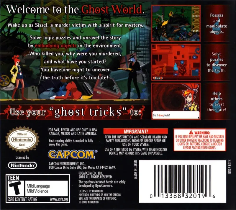 Ghost Trick: Phantom Detective box back