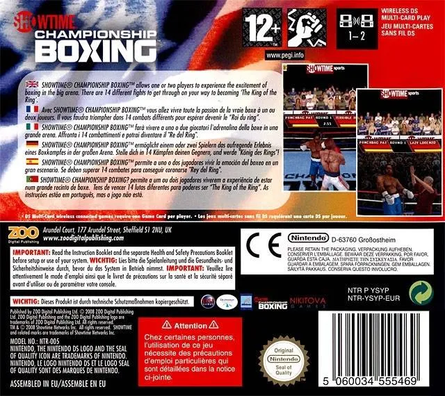 Showtime Championship Boxing box back