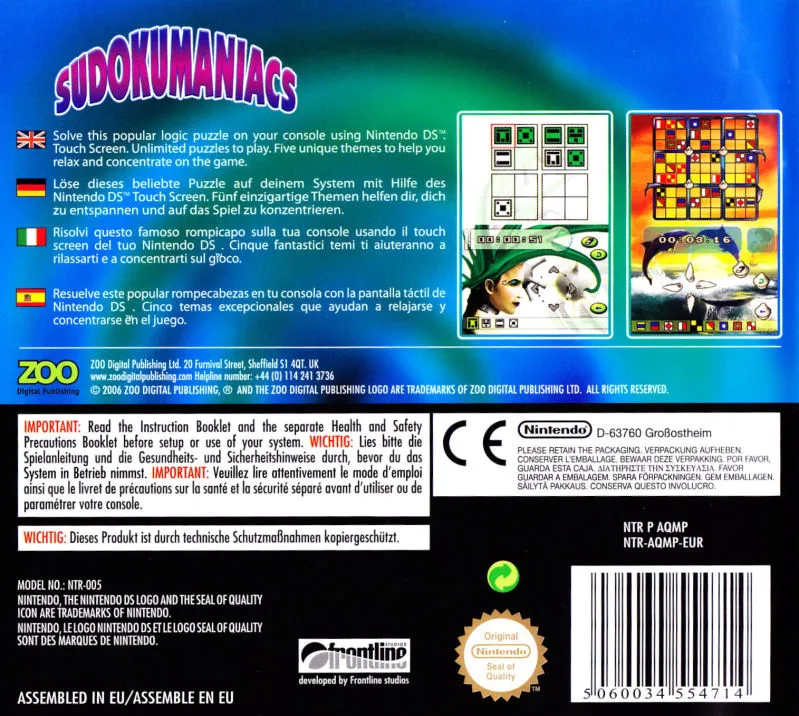 Sudoku Mania box back