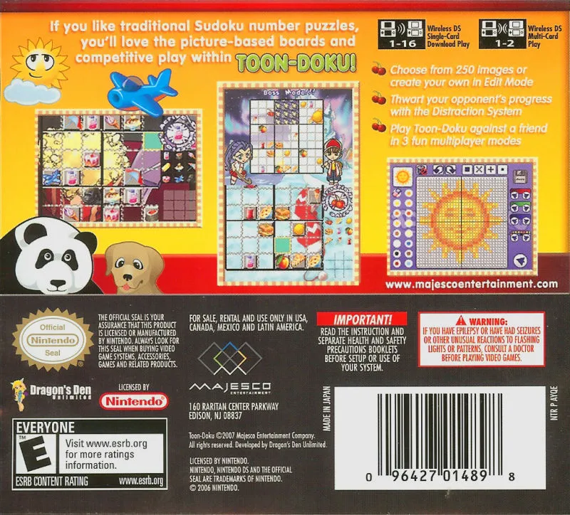Toon-Doku: Sudoku with Pictures! box back