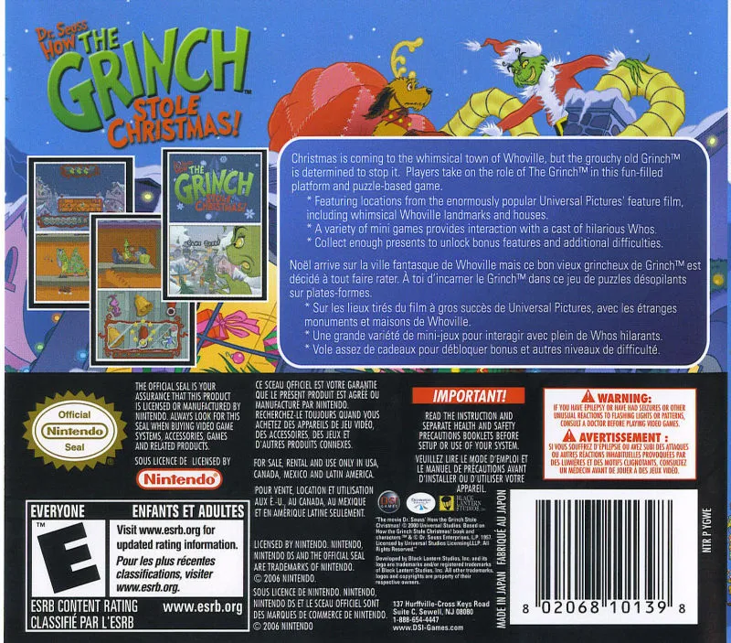 Dr. Seuss: How the Grinch Stole Christmas! box back