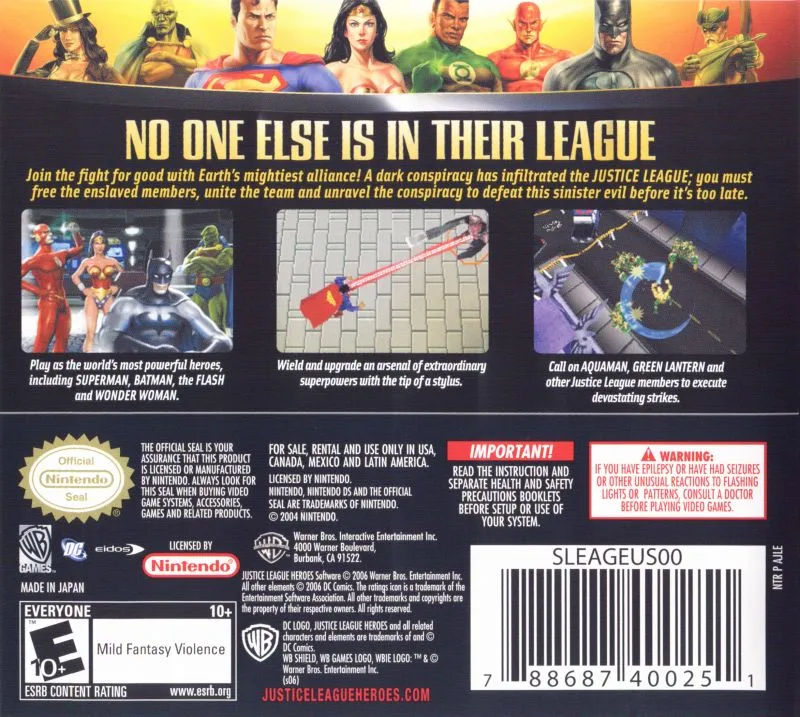 Justice League Heroes box back