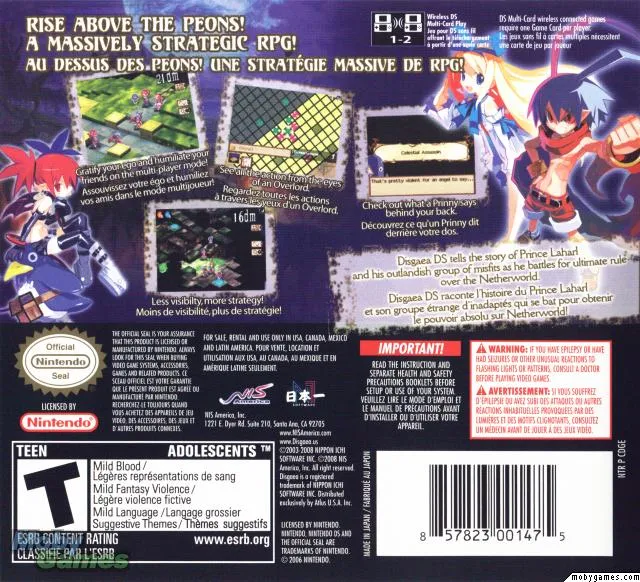 Disgaea DS box back