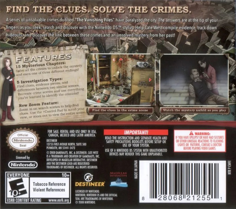 Cate West: The Vanishing Files box back