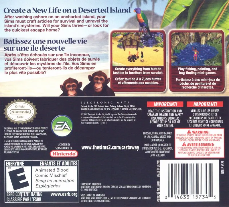 The Sims 2: Castaway box back