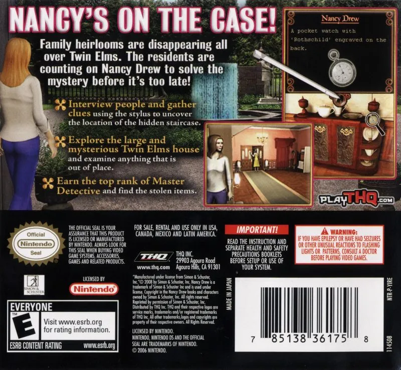 Nancy Drew: The Hidden Staircase box back