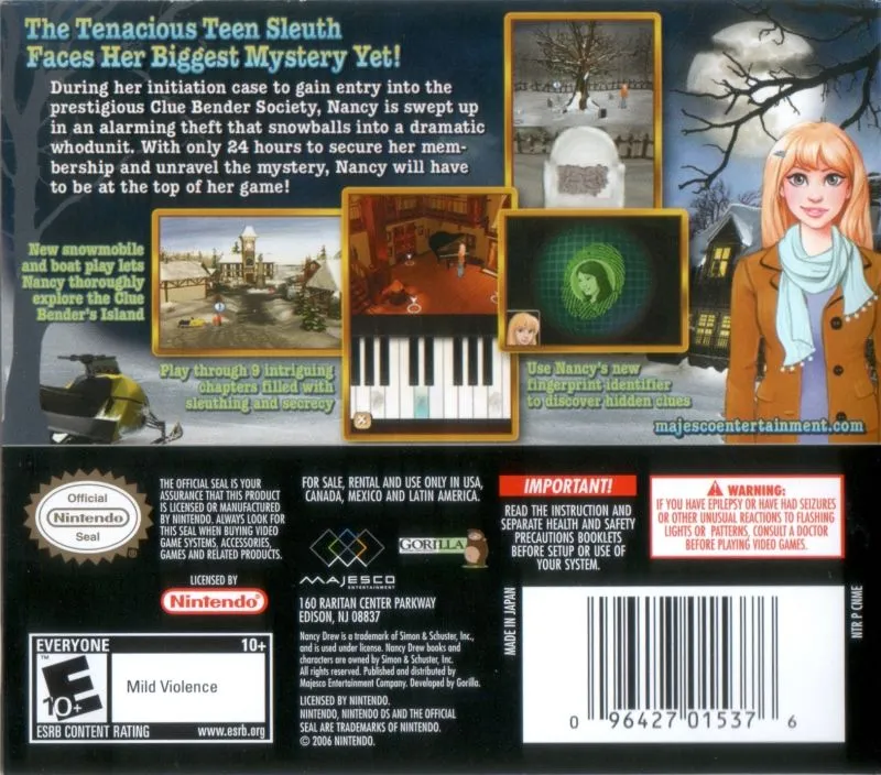 Nancy Drew: The Mystery of the Clue Bender Society box back