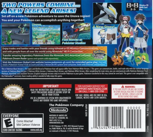 Pokémon Black Version 2 box back