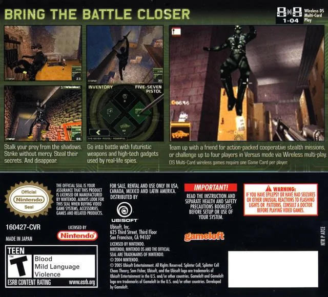 Tom Clancy's Splinter Cell: Chaos Theory box back