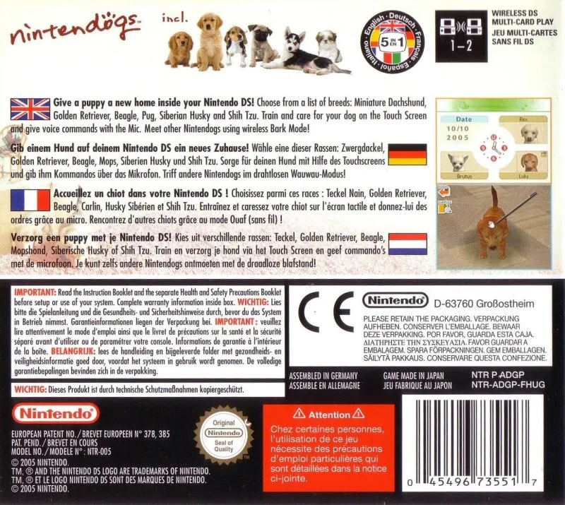 Nintendogs: Dachshund & Friends box back