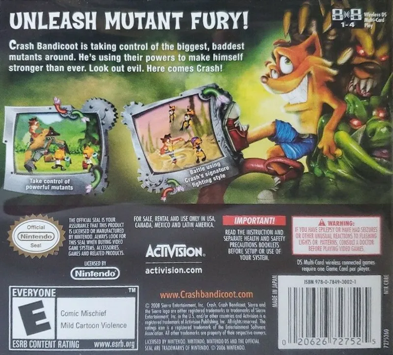 Crash: Mind Over Mutant box back
