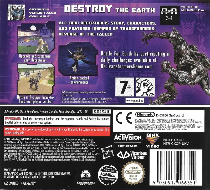 Transformers: Revenge of the Fallen: Decepticons box back