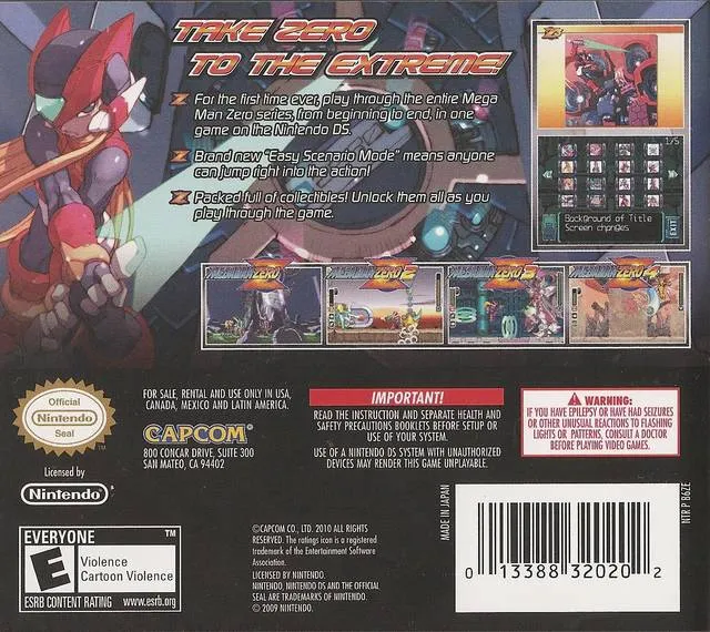 Mega Man Zero Collection box back