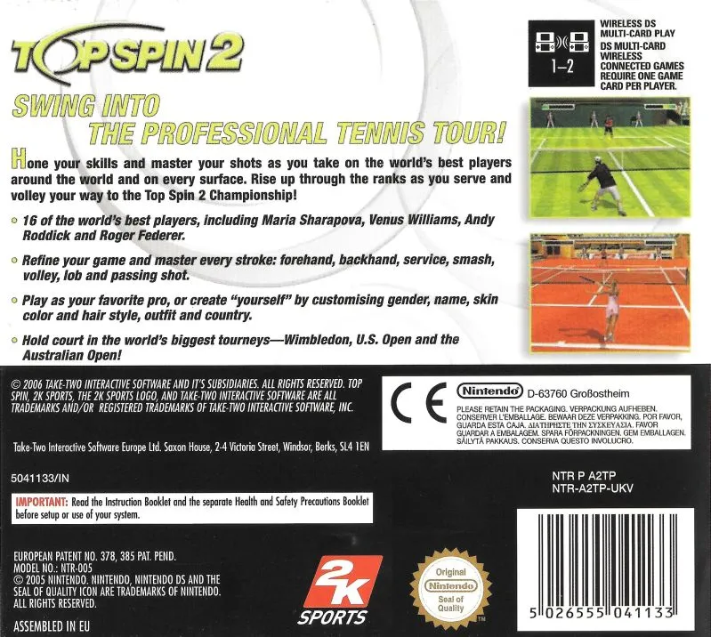 Top Spin 2 box back