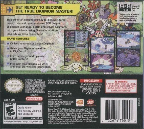 Digimon World DS box back