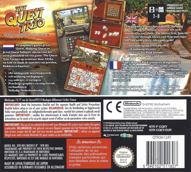 The Quest Trio: Jewels, Cards and Tiles box back