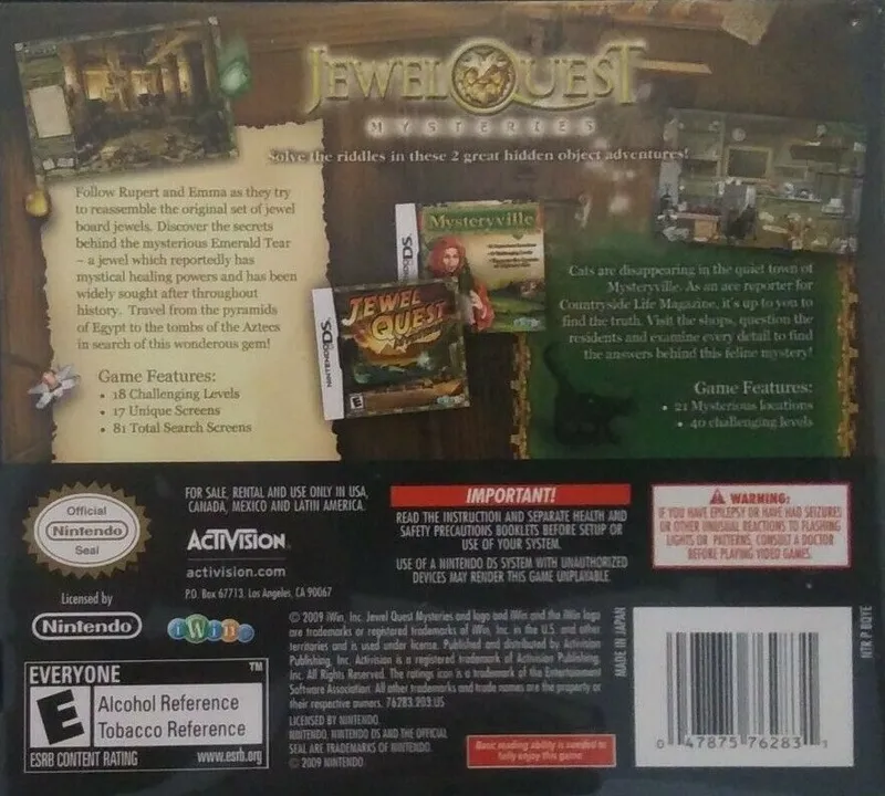 Jewel Quest Mysteries box back