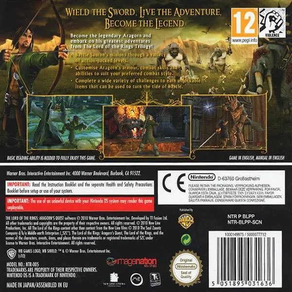 The Lord of the Rings: Aragorn's Quest box back