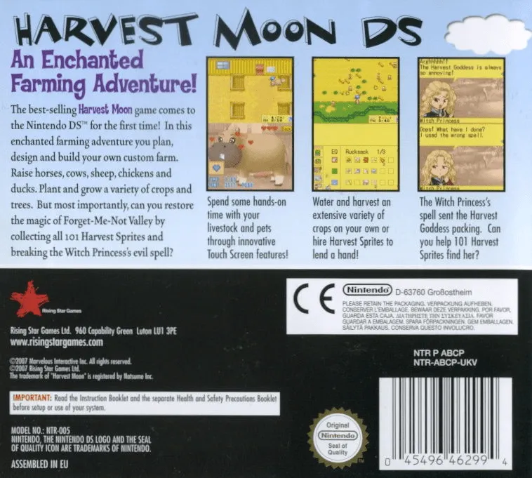 Harvest Moon DS box back