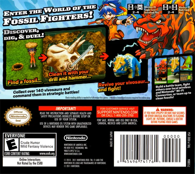 Fossil Fighters: Champions box back