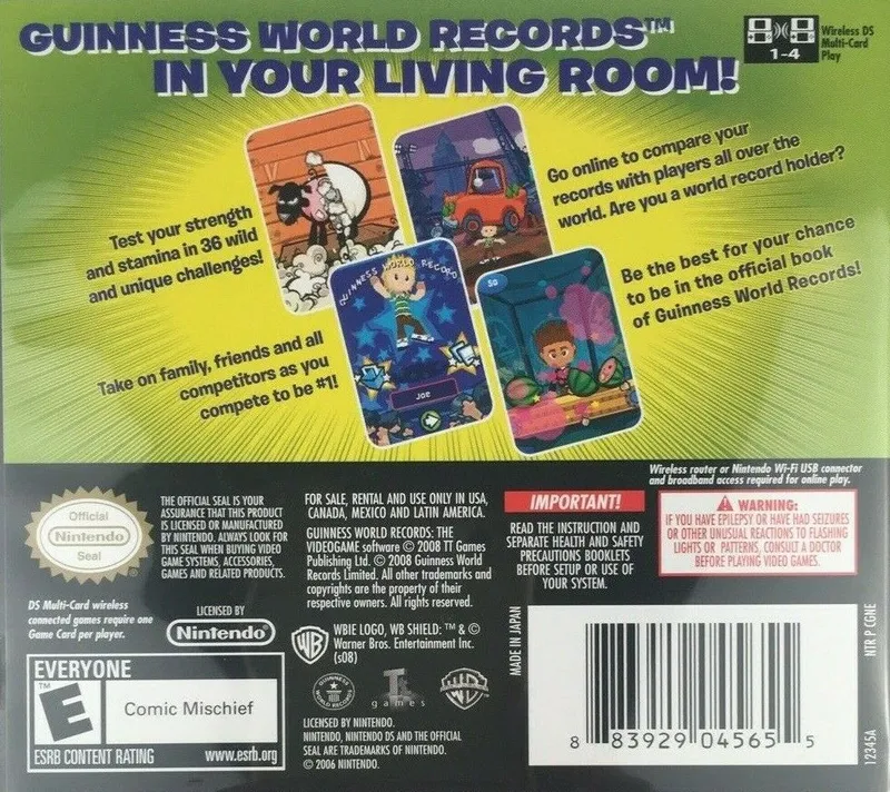 Guinness World Records: The Videogame box back