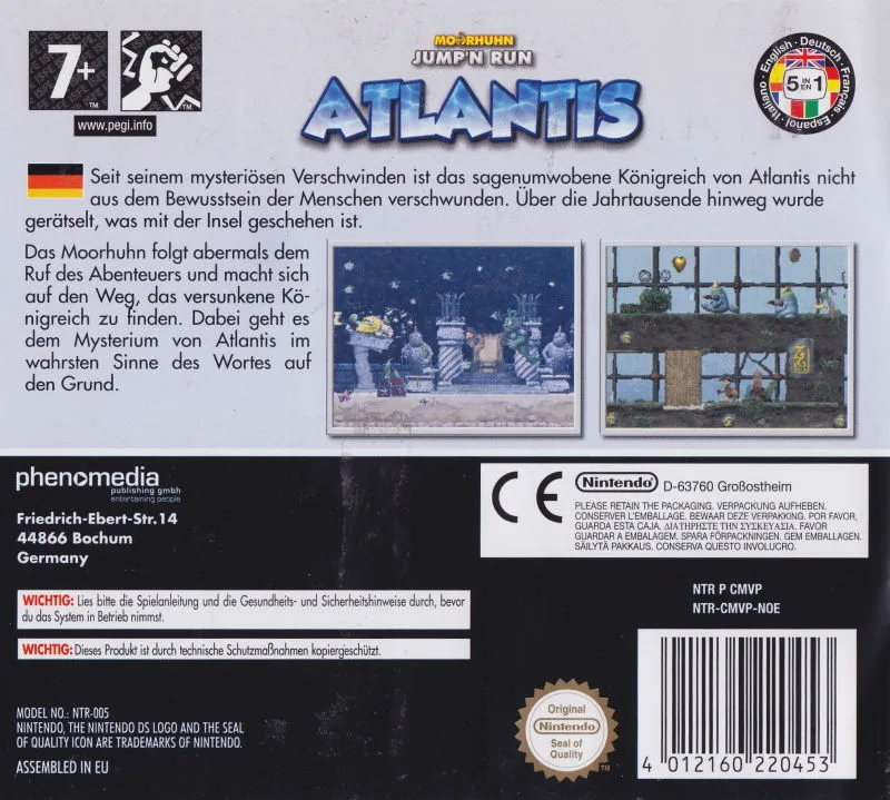 Crazy Chicken: Jump'n Run: Atlantis Quest box back