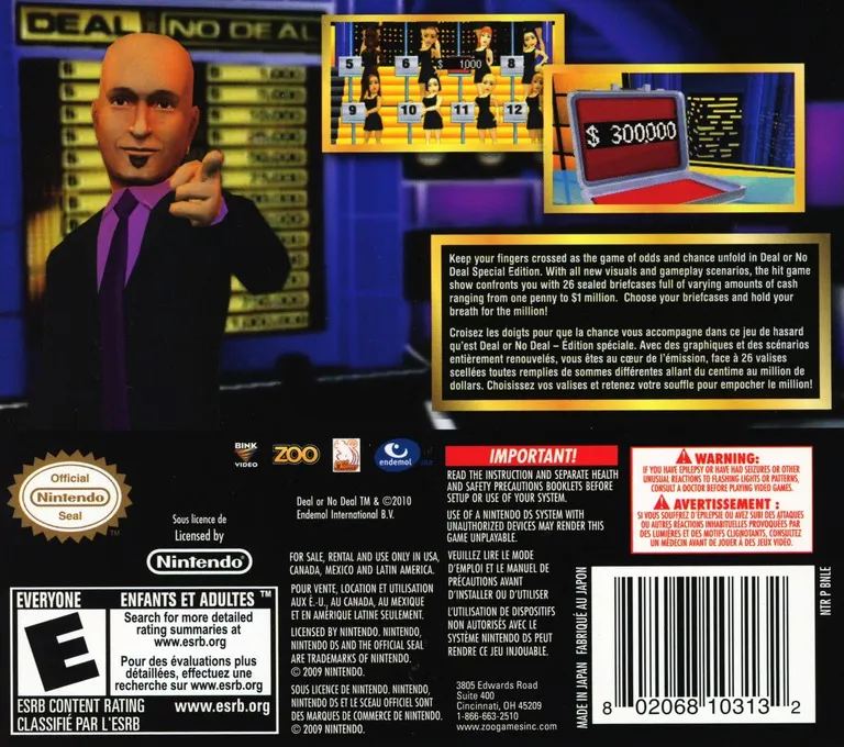 Deal or No Deal: Special Edition box back