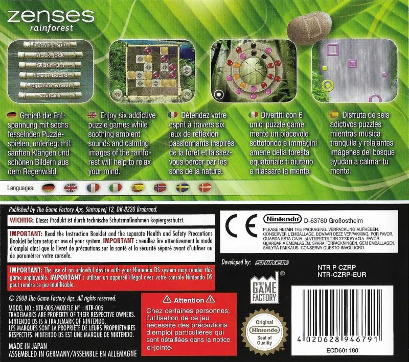 Zenses: Rainforest box back