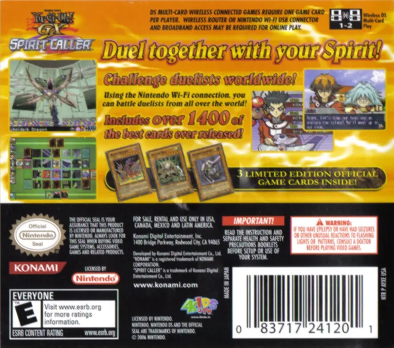 Yu-Gi-Oh! GX Spirit Caller box back