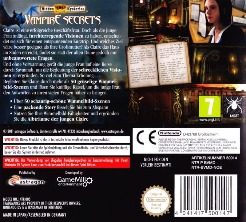 Hidden Mysteries: Vampire Secrets box back