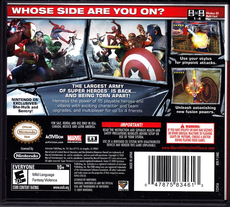 Marvel: Ultimate Alliance 2 box back