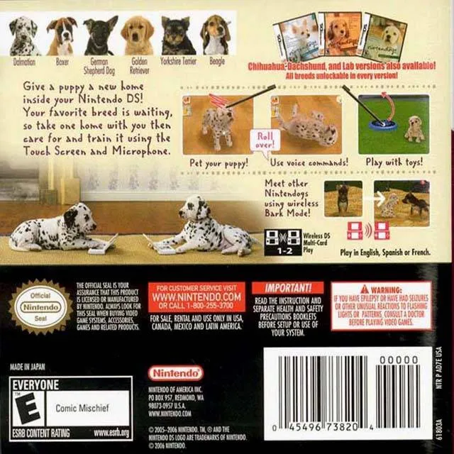 Nintendogs: Dalmatian & Friends box back