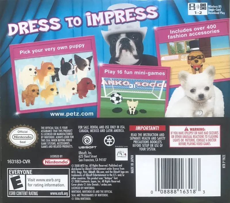 Petz Dogz Fashion box back