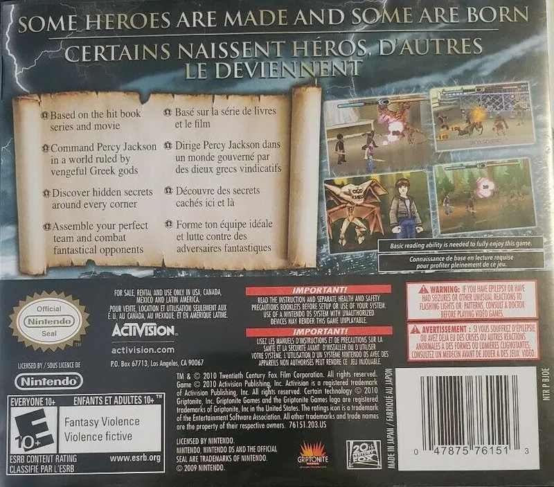 Percy Jackson and the Olympians: The Lightning Thief box back