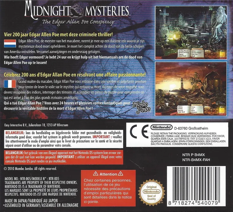 Midnight Mysteries: The Edgar Allan Poe Conspiracy box back