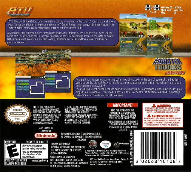 2 Game Pack!: Monster Trucks Mayhem + ATV: Thunder Ridge Riders box back