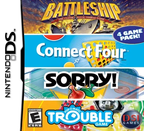 4 Game Pack!: Battleship + Connect Four + Sorry! + Trouble box art