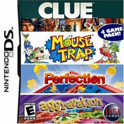 4 Game Pack!: Clue + Aggravation + Perfection + Mouse Trap box art