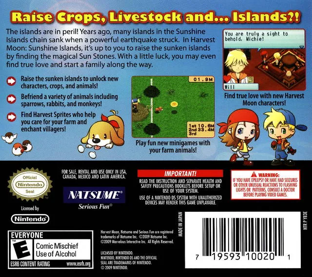 Harvest Moon DS: Sunshine Islands box back