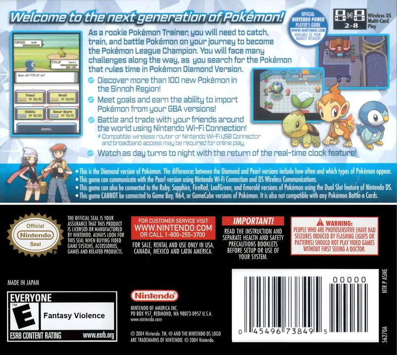 Pokémon Diamond Version box back