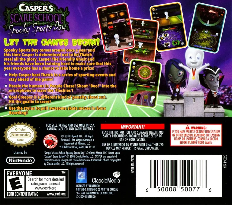 Casper's Scare School: Spooky Sports Day box back