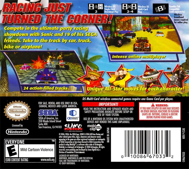 Sonic & SEGA All-Stars Racing box back