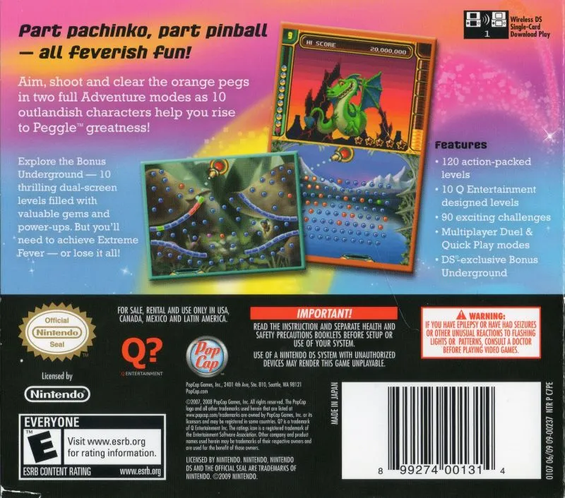 Peggle Dual Shot box back